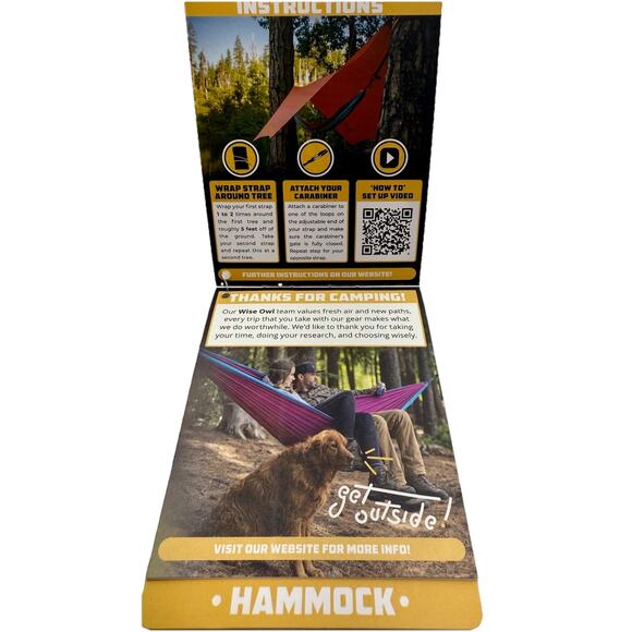 Wise Owl Outfitters Double Owl Camping Hammock Gray & Pink 500lb Cap NWT - Picture 5 of 7